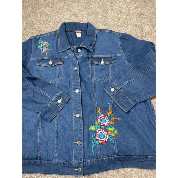VTG Tudor Court Women's Denim Embroidered Floral Lagenlook Western Jacket 3X - Picture 9 of 12